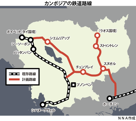 カンボジア鉄道路線